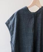 コットンリネン平織デニム　2wayワンピース